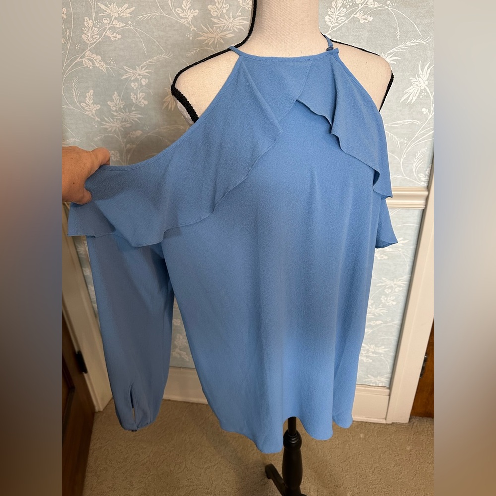 Michael Kors Sky Blue Ruffle Blouse